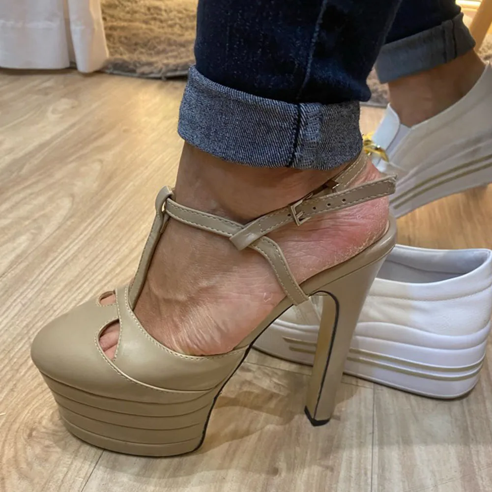 New Summer Big Size 33-42 Women Microfiber Platform Sandals Women Sheepskin Insole High Heels Party Wedding Brand Shoes Woman
