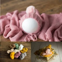2 pcsset newborn photography props blanket wrap wool knitted blanket baby hat neborn photo prop shoot studio accessories