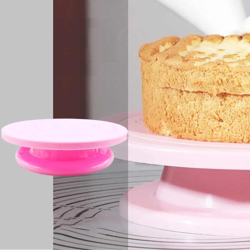 

28cm Plastic Red Round Cake Stand Cake Rotary Table Cake Turntable Rotating Cake Decorating Turntable