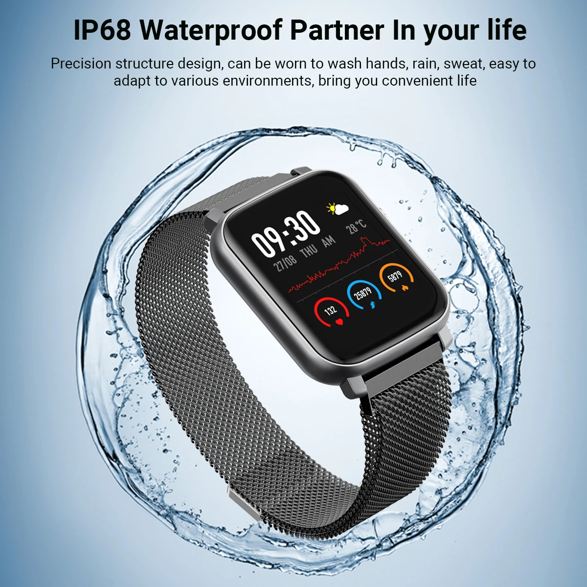 smart watch women waterproof ip68 alloy heart rate clock men smartwatch message call reminder fitness sleep monitor watch free global shipping