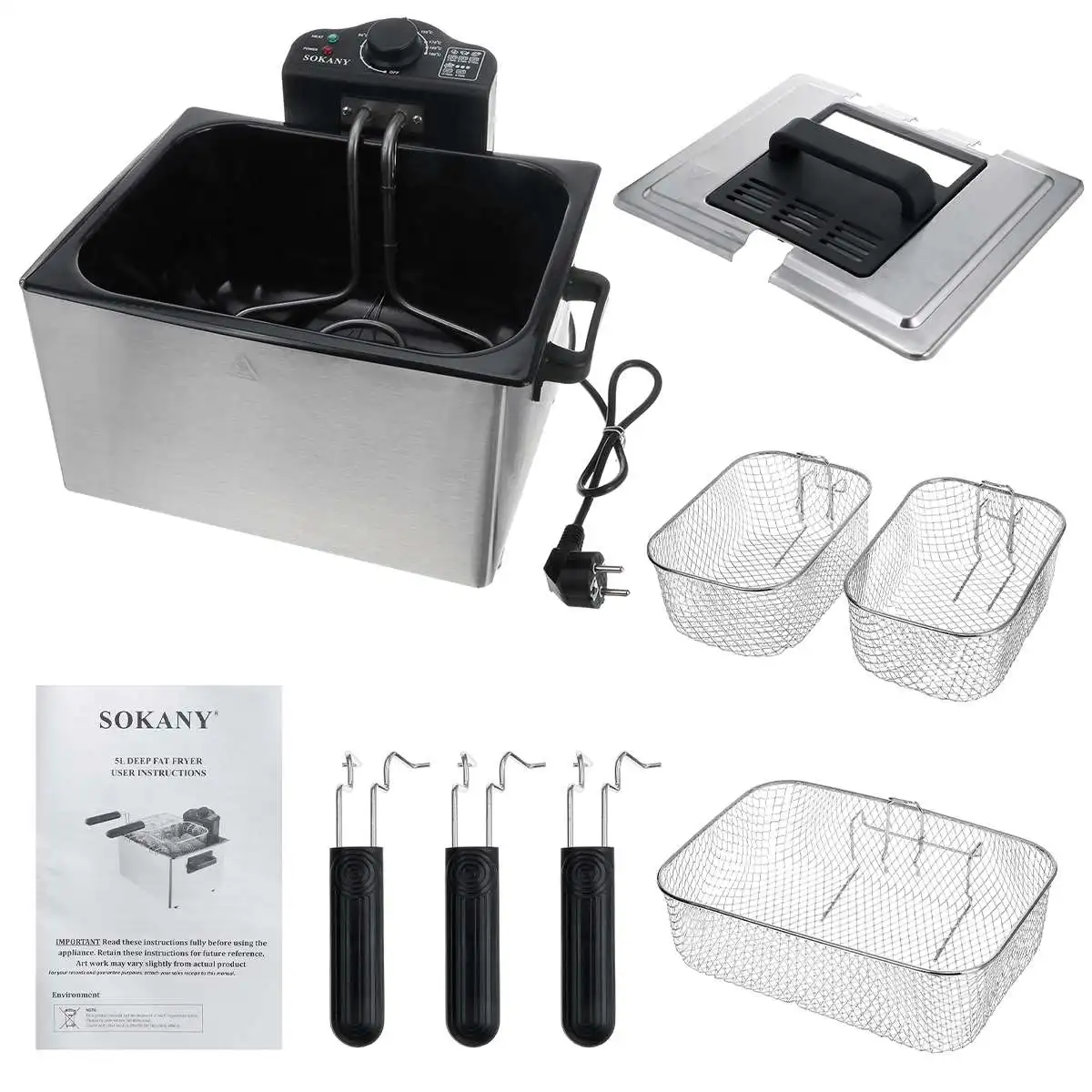 Электрическая Фритюрница Sokany 5L фритюрница с полкой жареная курица гриль