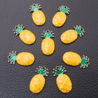 10pcs cute enamel pineapple pendant necklace earrings diy charm woman jewelry handicraft making 2310mm a2220