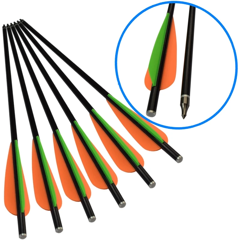 

12pcs 14/16 Inch Fiberglass Arrow 8031 Crossbow Bolts with 3" TPU Vane Flat Nock Shoot Hunting Beast Archery Bow Outdoor