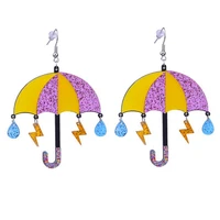 fashion shiny glitter colorful umbrella acrylic earrings for women girls raindrop lightning tassel dangle drop earrings jewelry
