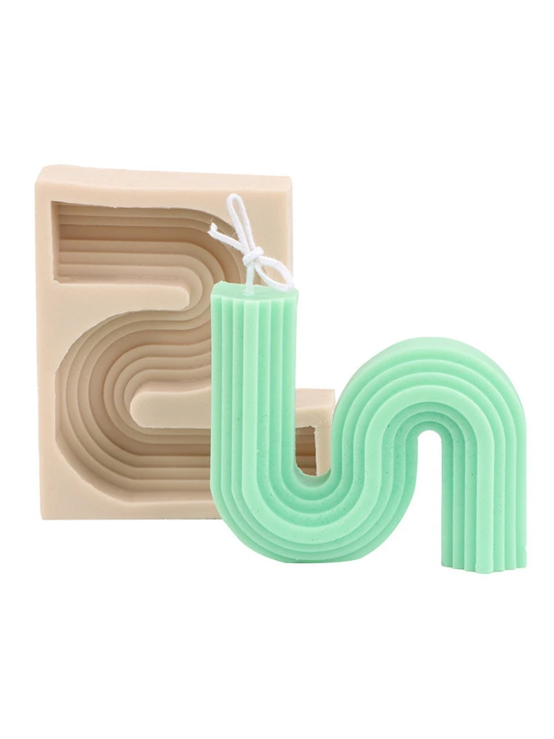 

Geometric Line Wave Korean Candle Silicone Mold For Art Candle Making Scented Craft Candle Handmade Molds Handicraft Soap Moulds