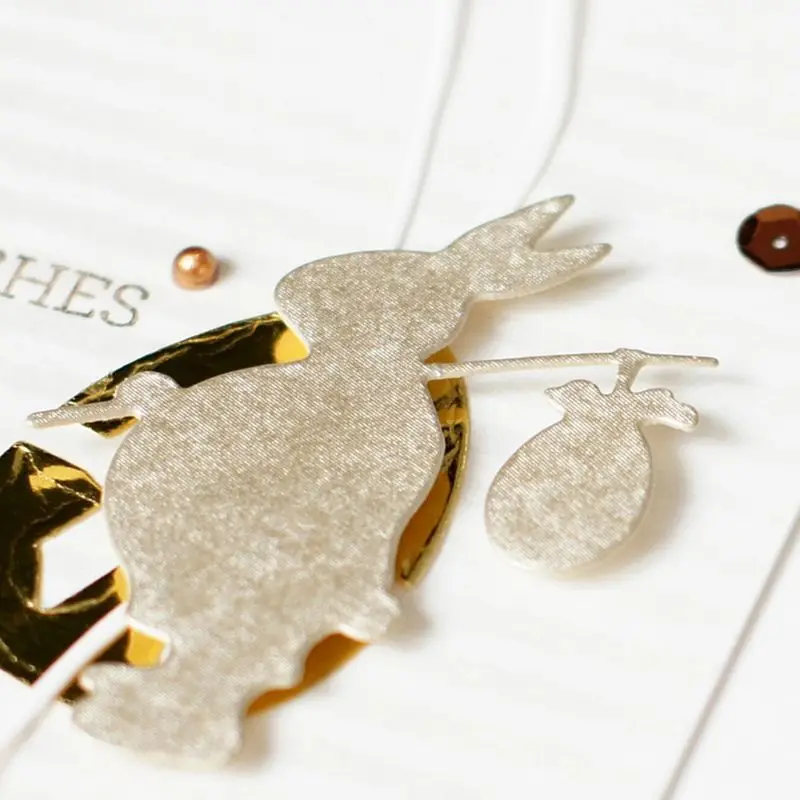 Пасхальный кролик мешок вырубки металла Трафаретный Скрапбукинг DIY штамп для