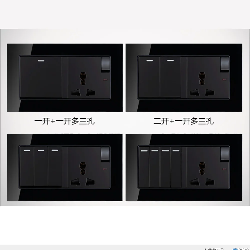 Закаленное стекло черная панель стандарт ЕС настенная розетка + 4 комплекта 1