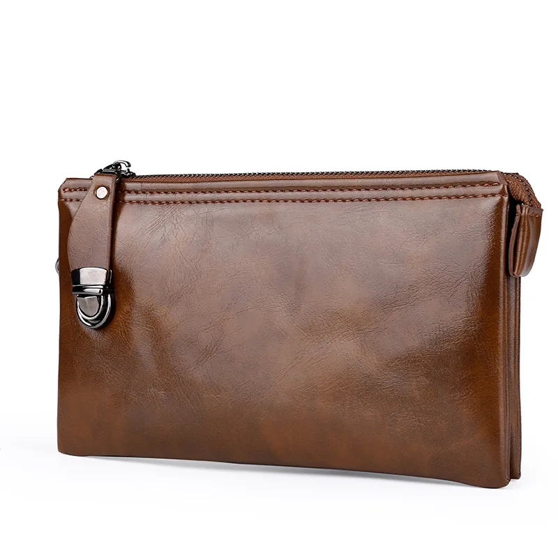 

2020 New Style Long Soft Leather Wallet Men's Oil Leather Wallet Zipper MEN'S Wallet Casual Men's Leather Wallet