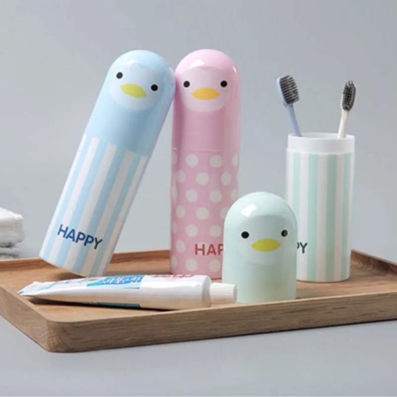 

1PC Cute Duck Cartoon Cup Travel Portable Toothbrush Box Toothpaste Holder Toothbrush Cartridge Protector Sleeve Box Bathroom
