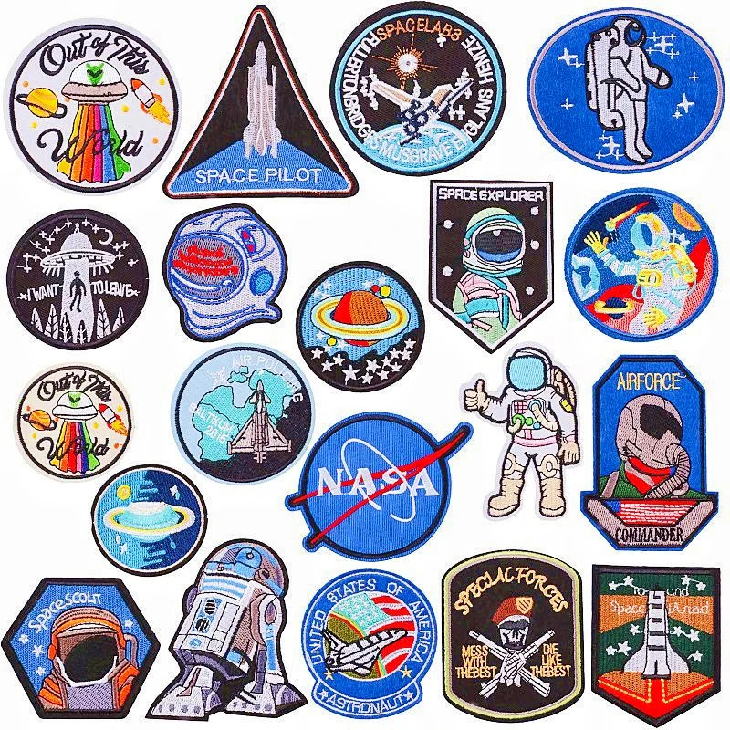 

Space Embroidery Cloth Sticker UFO Rocket Astronaut Patch Cloth Stripes Sticker Clothing Hat Badges Lron on Cloth Patches