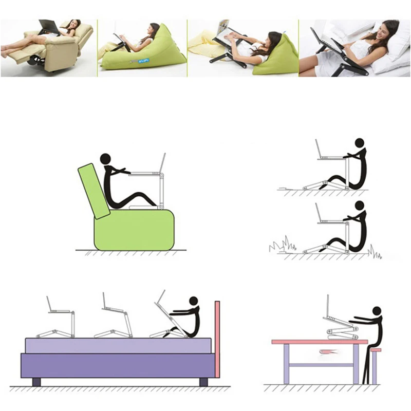 

Adjustable Magic Laptop Desk Portable Bed Lapdesk Tray Aluminum Table Stand Notebook Sofa Table Desk Stand Folding Laptop Desk