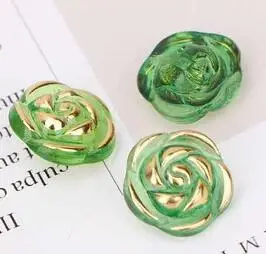 10pcs 10pcs Crystal Buttons Candy Color Gold Edge Clear Rose Flower Acrylic Buttons for Decoration Handmade Craft Sewing Accessories - Цвет: 10pcs
