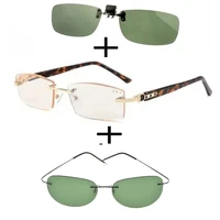 3pcs titanium gentleman diamond cut reading glasses men women polarized sunglasses ultralight thin leg sunglasses clip