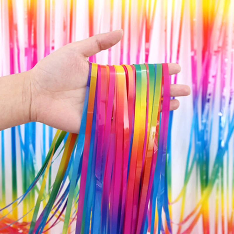 2Pcs Party Backdrops Rainbow Glitter Curtain Sequin Wall 2m Length Shimmer Backdrop Wedding Birthday Decoration | Дом и сад