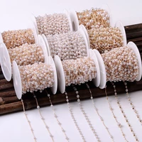 1 meter imitation pearl beaded chain metal copper necklace chain diy handmade necklace bracelet jewerly accessories