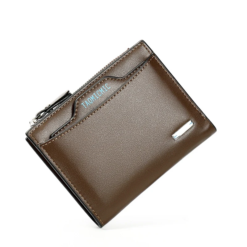 Мужской кошелек для мужчин с карманом монет отделением ID карт на молнии двойной