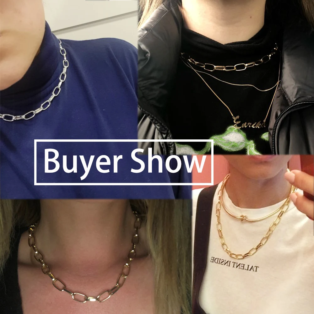 Панк кубинские звенья цепи колье ожерелье для женщин воротник массивное золото