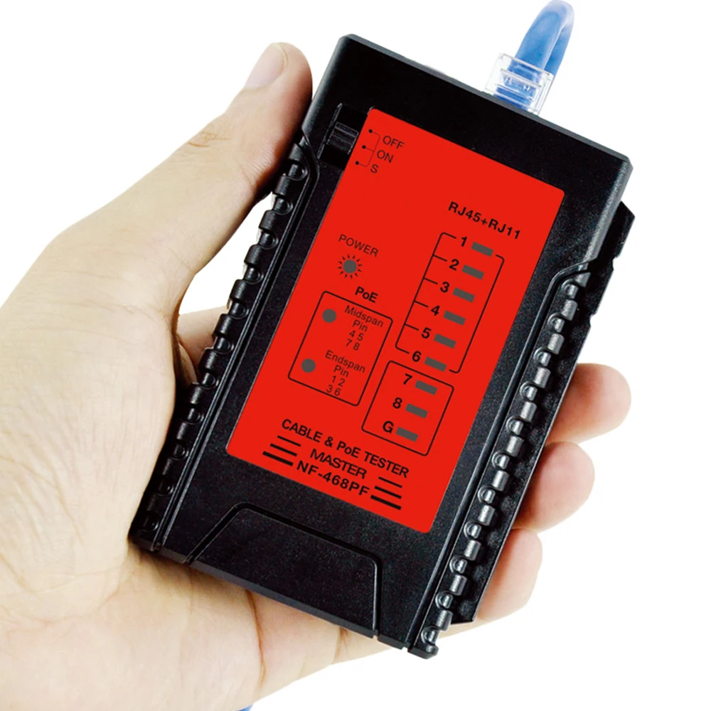 NF 468PT Ethernet сетевой кабель тестер RJ45 RJ11 PoE Тестер для LAN стационарный телефон