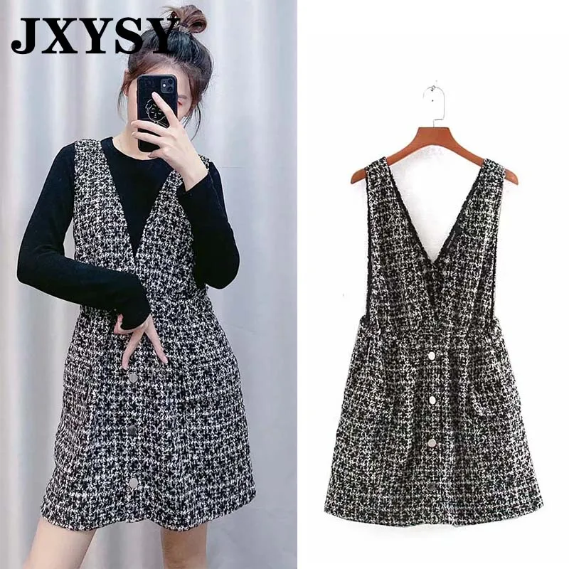 Женское твидовое платье JXYSY элегантное винтажное в английском стиле vestidos de fiesta