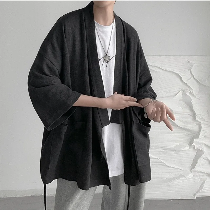 Модный Свободный кардиган в китайском стиле для мужчин пальто верхняя одежда