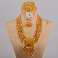 champagne gold ab crystal beaded african jewelry set nigerian wedding necklace bridal set