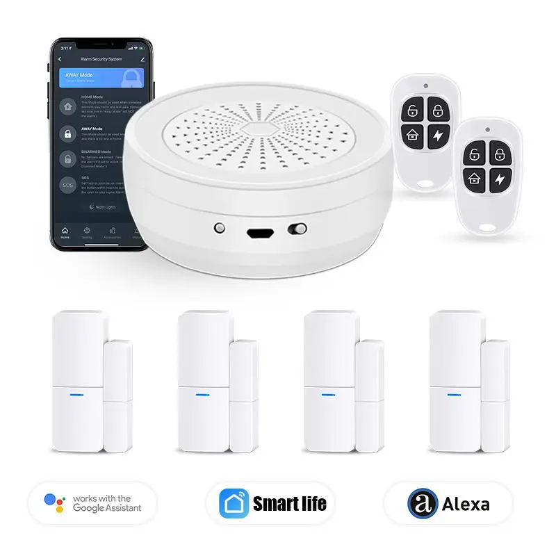 

Tuya WiFi Smart Home Alarm System Wireless Burglar Security Alarm Tuya Smart Life App Control Wireless Home Alarm Kit