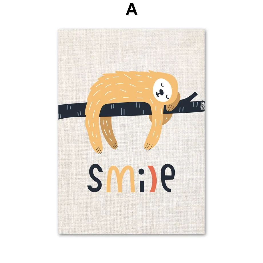 Мультфильм ленивый Сова черепаха слон животные скандинавские постеры и принты