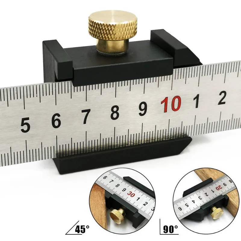 

Steel Ruler Positioning Block Stop Block Woodworking Line Locator DIY Measuring Tool Fixed Steel Ruler w/ 300mm Carpentry Tools
