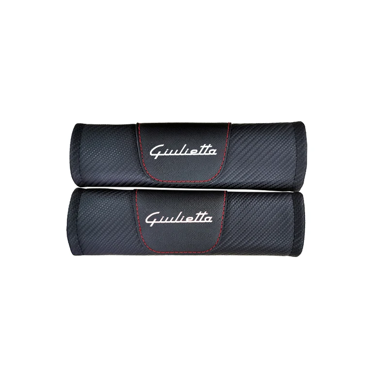 

For Alfa Romeo Giulietta 2pcs Fashion Carbon Fiber Leather Car Seat Belt Cover Car Seat Belt Shoulder Pad Car Accessories