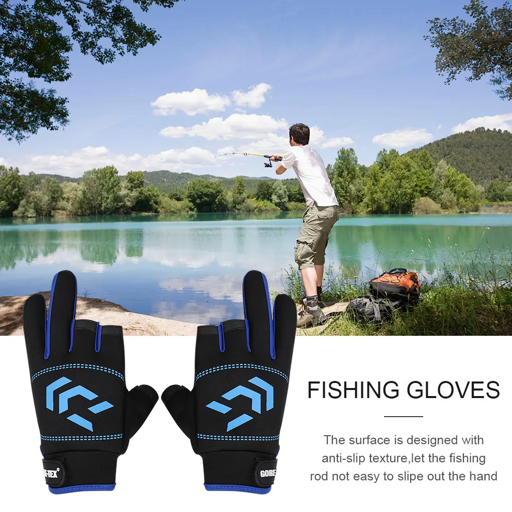 

1 Pair Fishing Gloves Outdoor Fishing Anti-slip 3 Cut Finger Sports Fish Equipment Angling SBR Gloves For Men Women