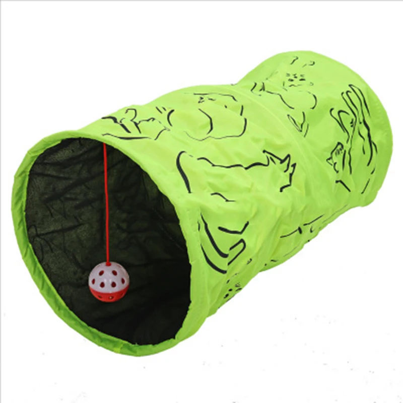 Забавный складной туннель для кошек трубка S форма 2 отверстия crinkle кошка игрушка