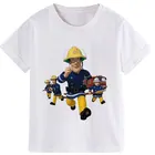 Мультяшная летняя одежда 2020, одежда для мальчиков с принтом, футболки с рисунком Sam, пожарный, детская одежда с анимацией для девочек от 8 до 1 .. Круглый вырез