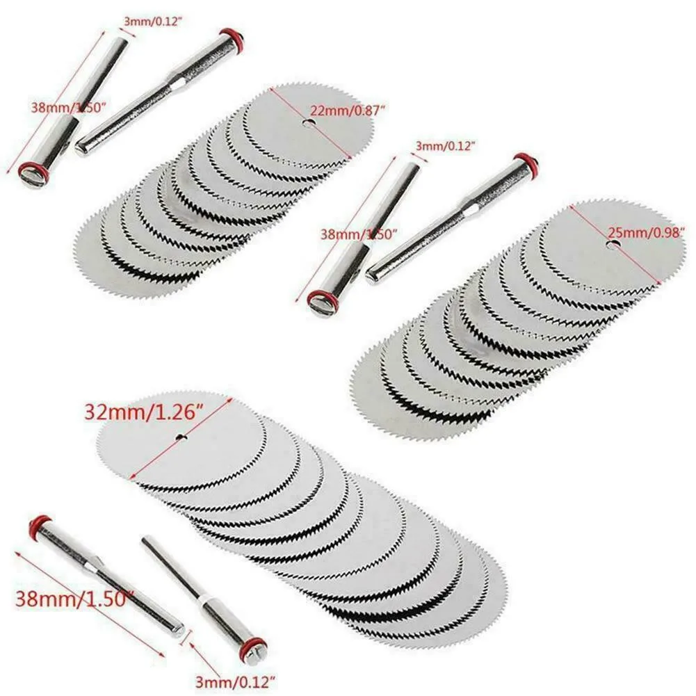 

12pcs/Set 16/18/25/32mm Cutter Mini Carbon Steel Circular Saw Disc With Mandrel Power Tools Carbon Steel Oscillating Tool Access