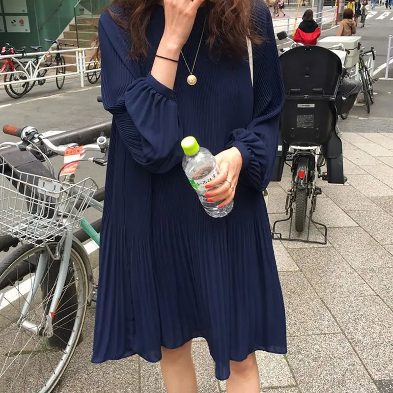 Корейский стиль модное женское свободное Плиссированное Платье весна 2020 с
