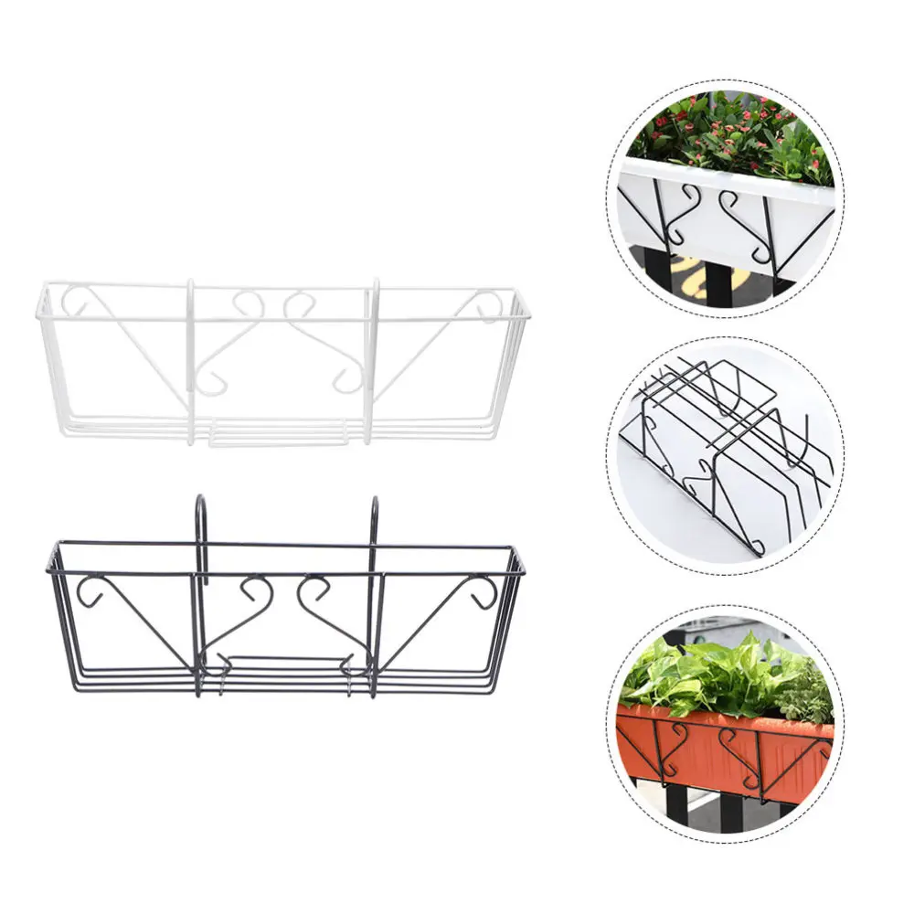 

2pcs Railing Hanging Flower Pot Rack Fence Iron Planter Holder for Home Garden