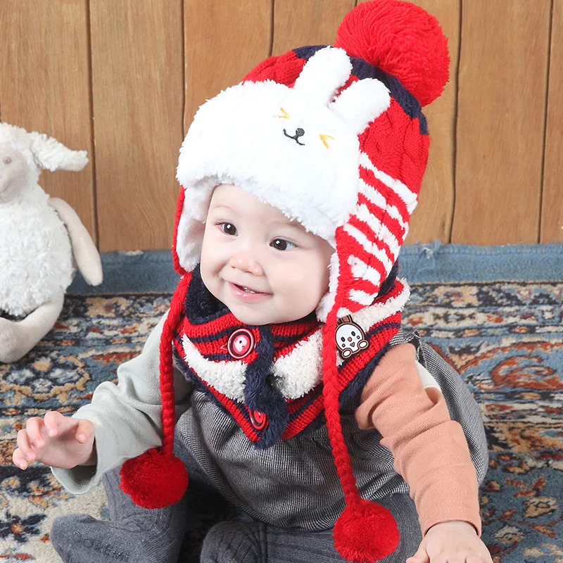 

Kids Cartoon cotton Hats Scarf Set warm Girl Boy Cap Child Winter Earmuffs sombrero bufanda ninos chapeu chapeau hiver invierno