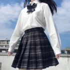 Японская клетчатая плиссированная юбка Harajuka, Повседневная модная форма JK, кавайная трапециевидная Женская свободная винтажная юбка