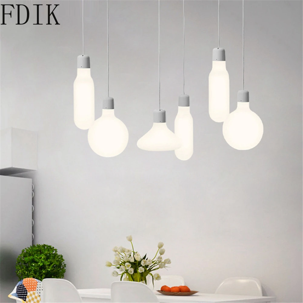 Скандинавский молочный светодиодный подвесной светильник стеклянный для