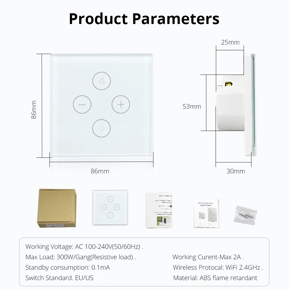 Умный Wi-Fi переключатель для вентилятор светильник, совместимый с Alexa Google Home Smart Life App управление - Цвет: EU type