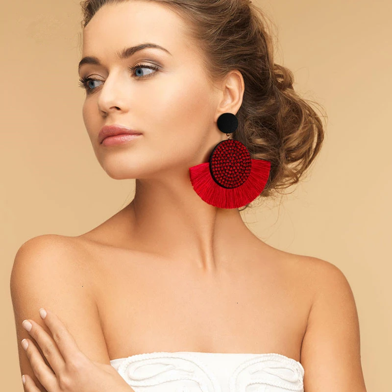 Новинка Boho кисточкой винтажные эффектные Висячие серьги для женщин синий