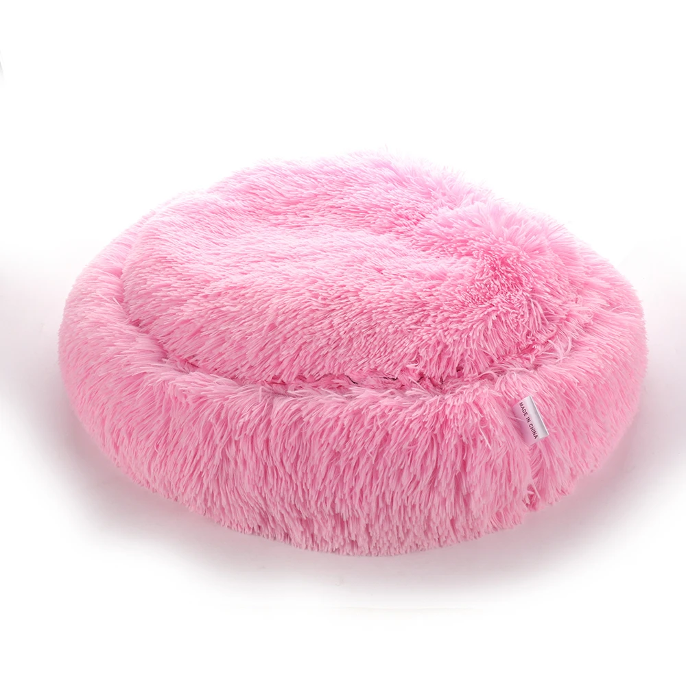 Pink Зимняя теплая круглая кровать для собаки, кошки, спальный лежак, коврик для щенка, питомника, кровать для питомца, мягкая подушка, коврик, Прямая поставка - Цвет: Pink