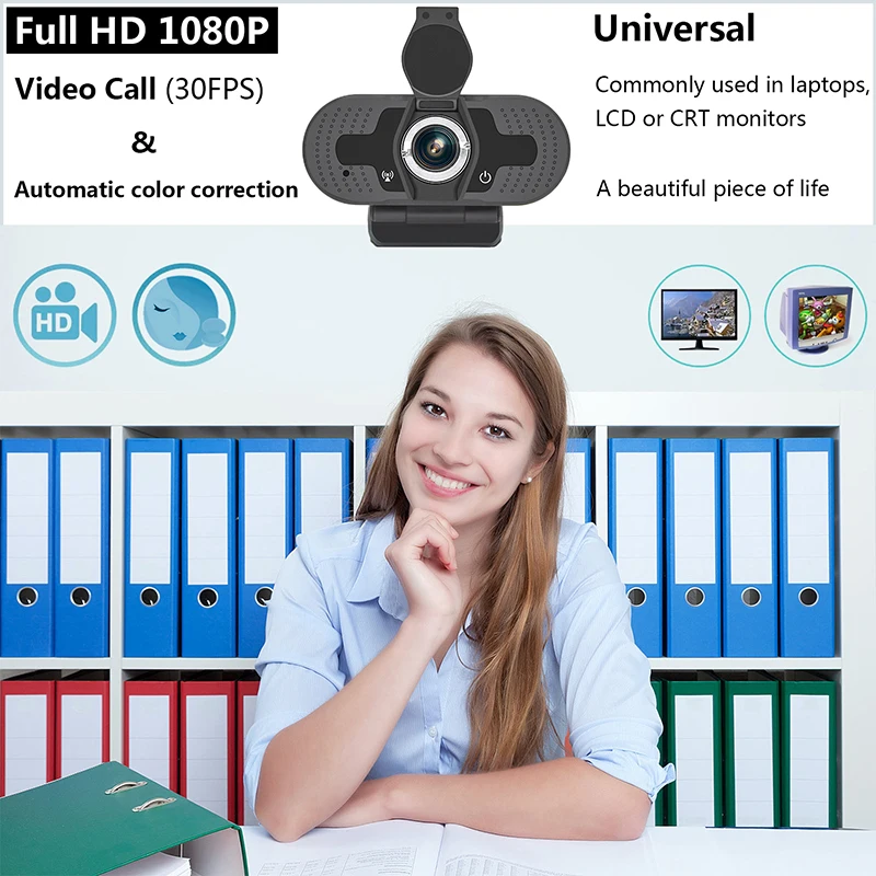 

Full HD 1080P Webcam,Computer Camera, Adjustable Focusing USB Computer Camera for PC Laptop Desktop Video Calling,Conferencing