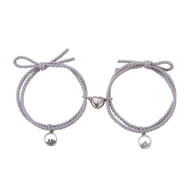 Браслет дружбы в форме сердца с магнитом для влюбленных плетеный браслет