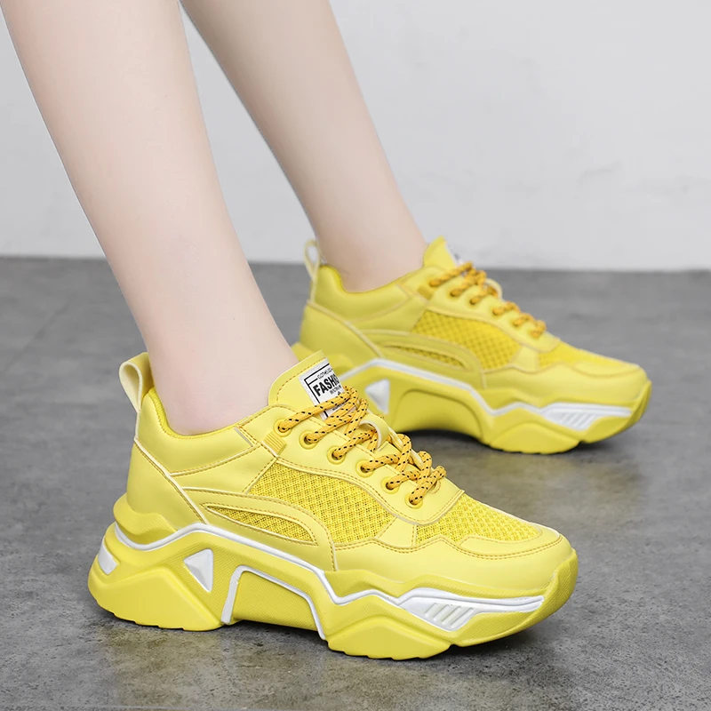 Женские повседневные кроссовки на платформе увеличивающие рост 5 см дышащие с