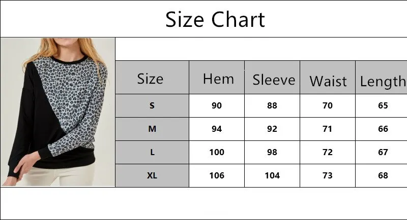 

Women Leopard Print Patchwork Shirts Long Sleeve O Neck Ladies T-shirt Women Shirts