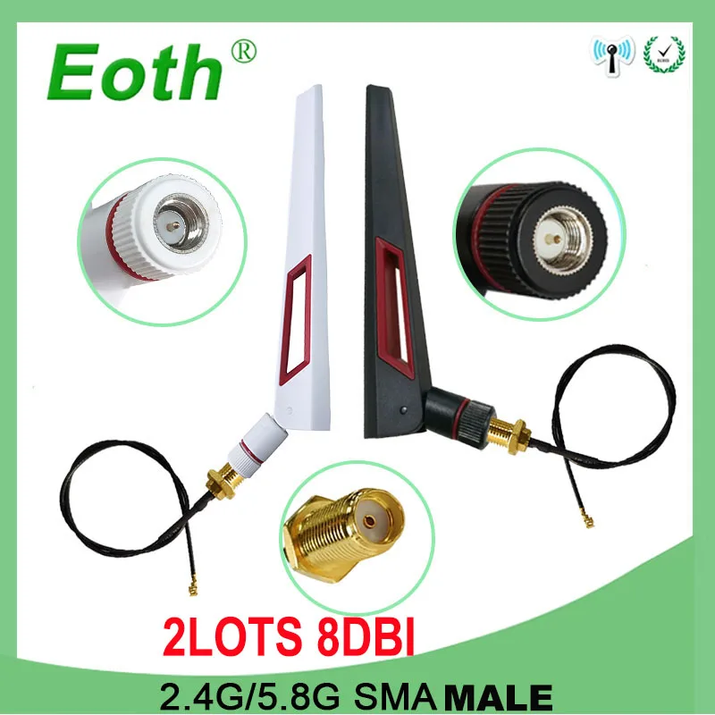 2pcs 2.4Ghz Wifi antenna dual 8dbi SMA Male Omni-Directional 2.4g IOT Router 5.8g wi fi Antena 21cm RP-SMA Male Pigtail Cable