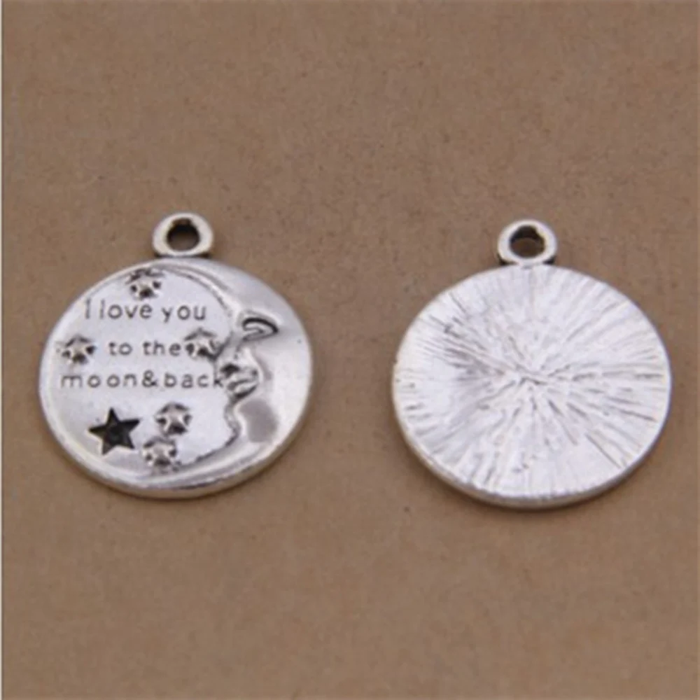 

Charms Pendants For Neck Women Nameplate Moon Charms 22x27mm 3pcs