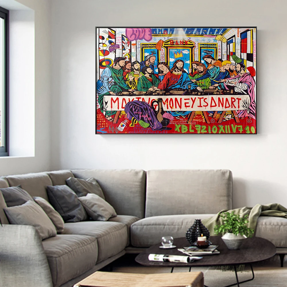 

Graffiti The Last Supper Car Street Art Canvas Print Painting Abstract Figure Wall Picture Living Room Home Decoration Poster