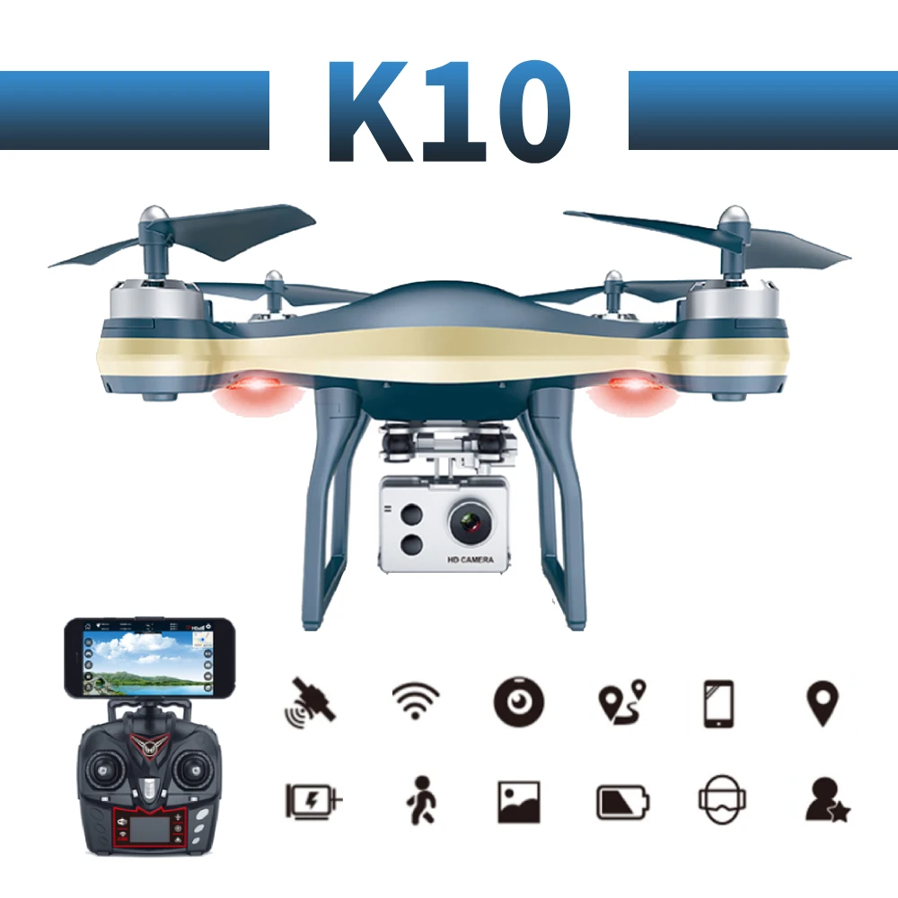 K10 профессиональная камера объемной сьемки Дрон 1080p HD gps WiFi FPV щетка Пропеллер для