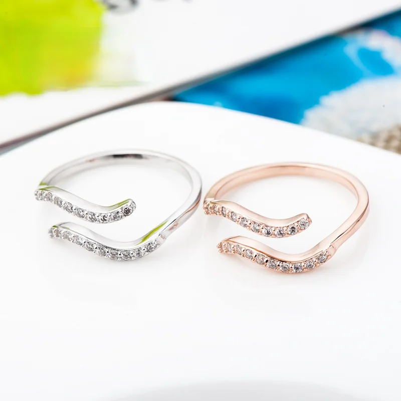 

Серебряное кольцо с мелкими бриллиантами, открытое модное кольцо, индивидуальное женское кольцо на заказ, действующее на вкус